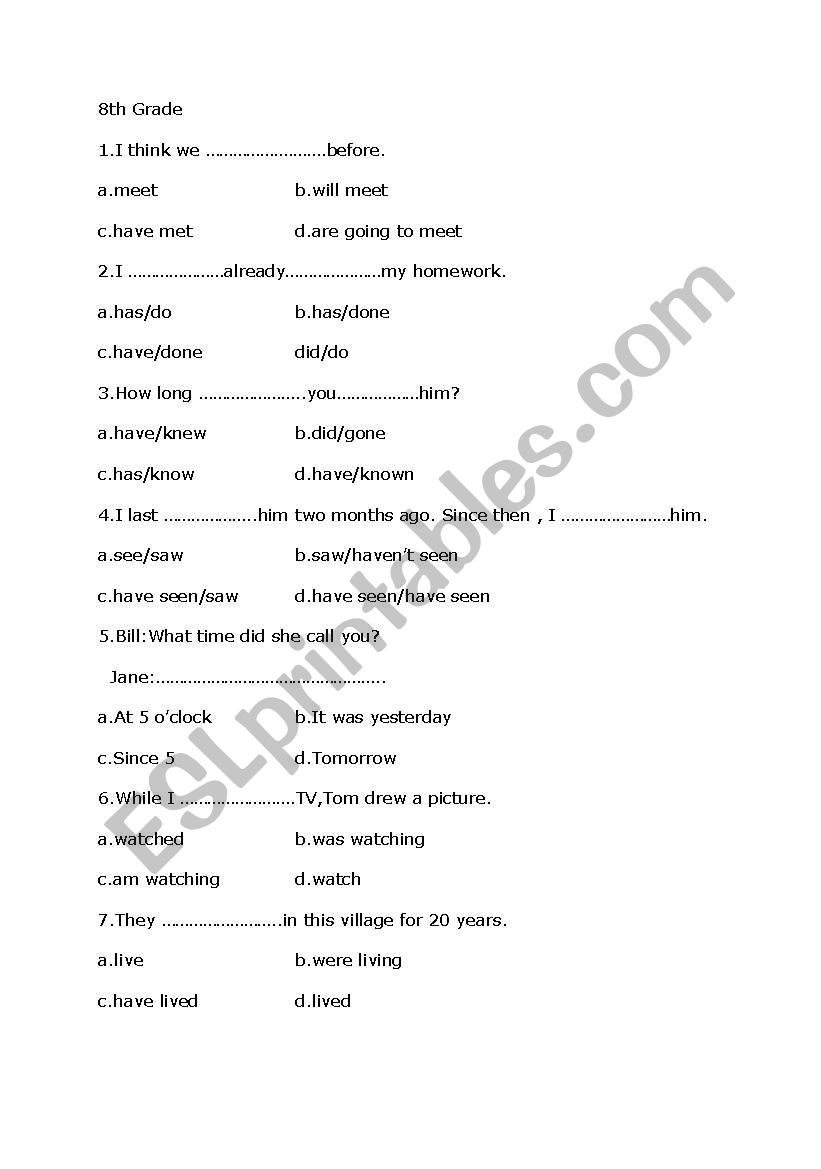 mixed tense exercises worksheet