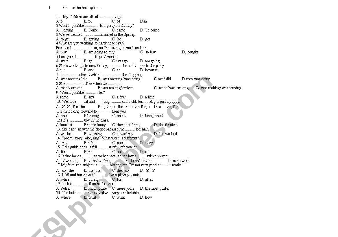 Test New Headway Preintermediate