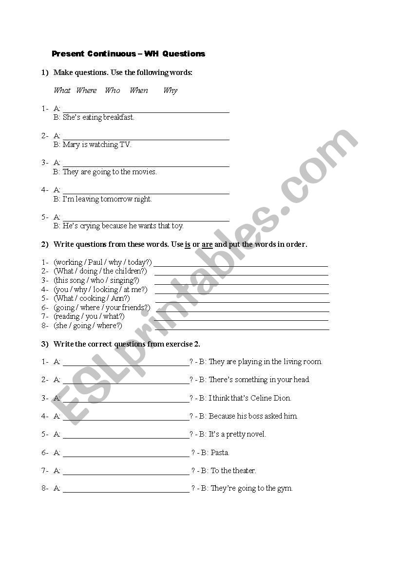 wh questions worksheet