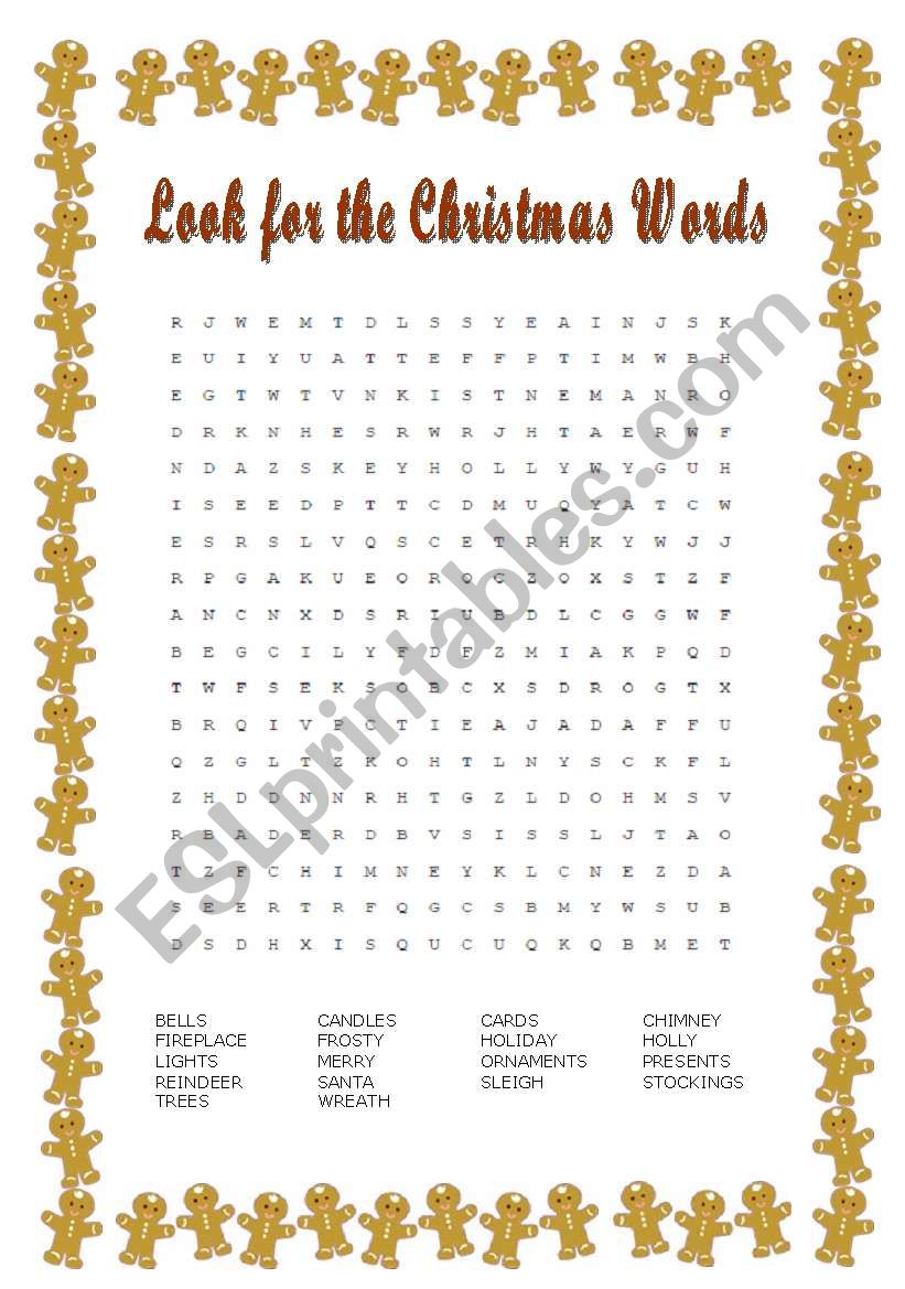 Christmas Wordsearch worksheet