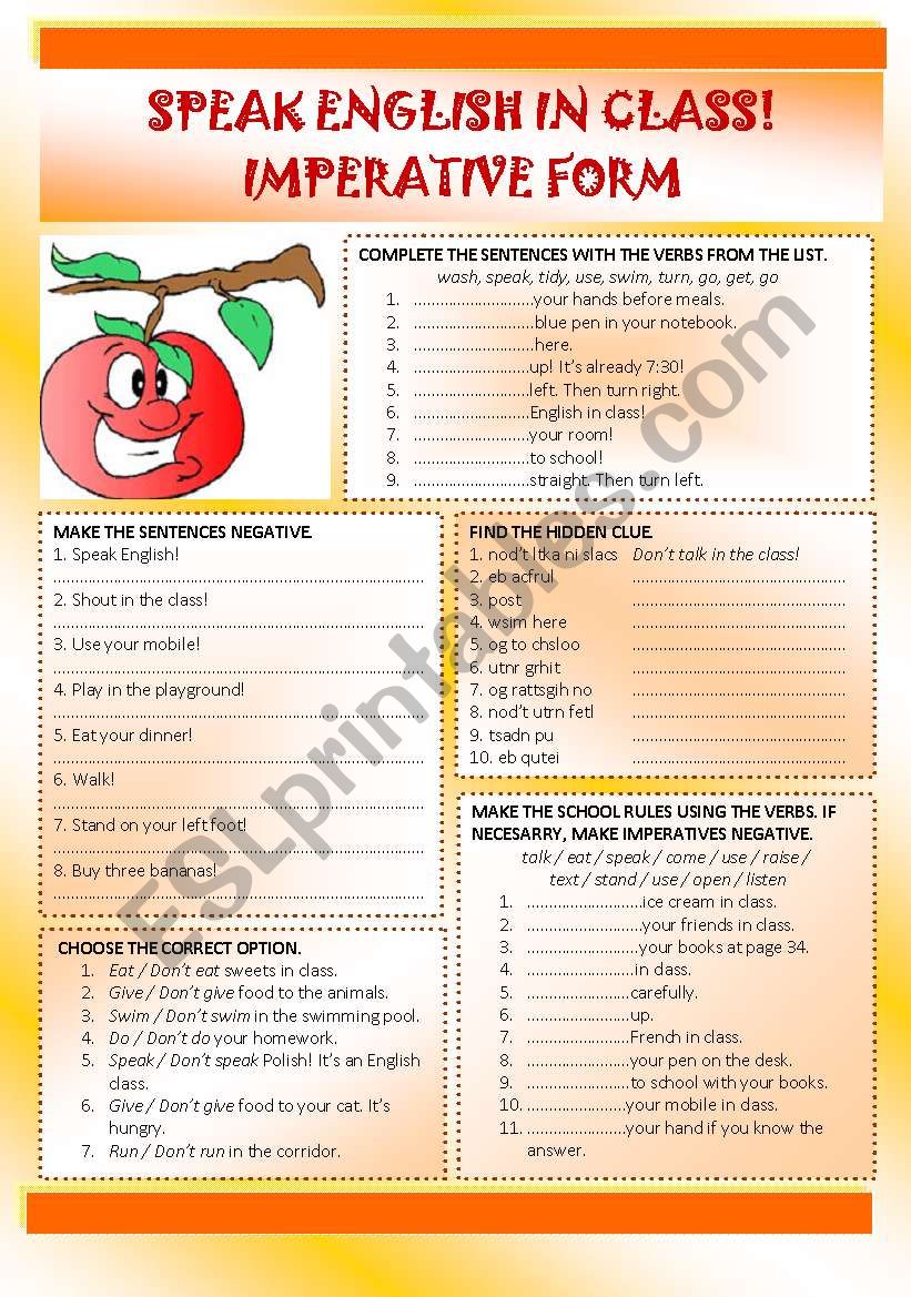 Imperative form worksheet