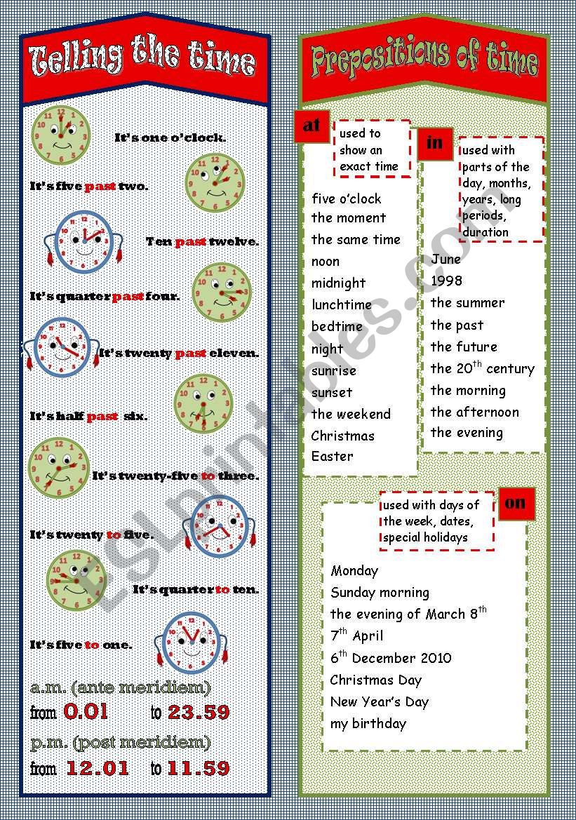 Time bookmark worksheet