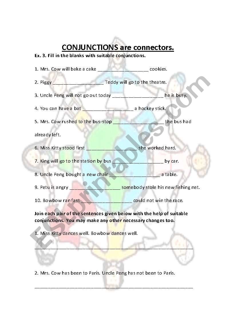 conjunction worksheet