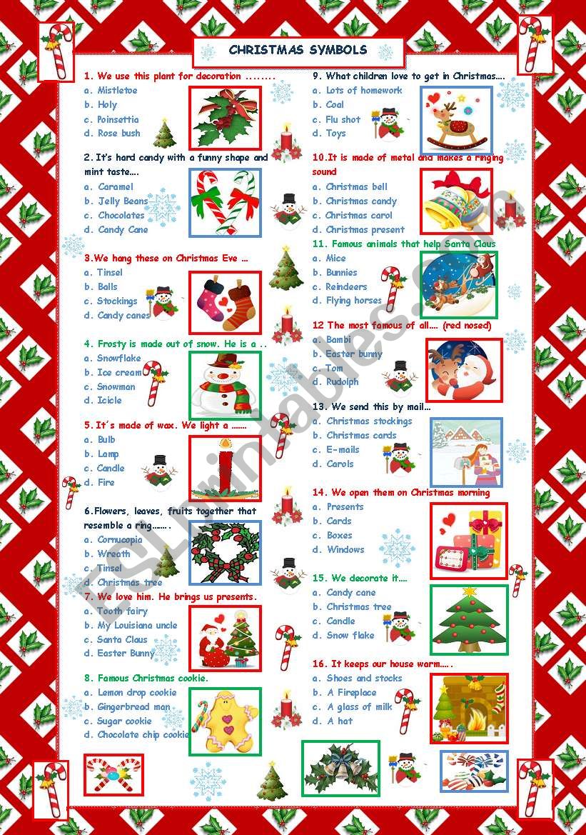 Christmas words Quiz worksheet