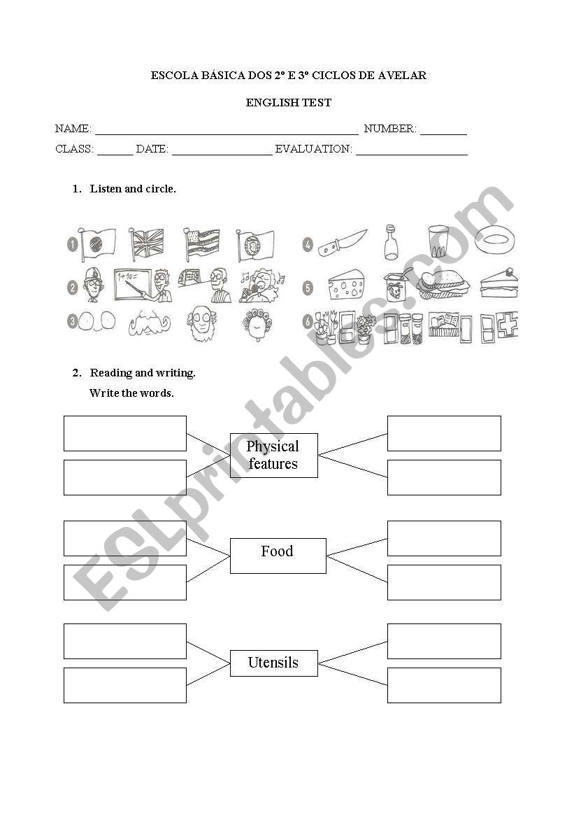 food worksheet