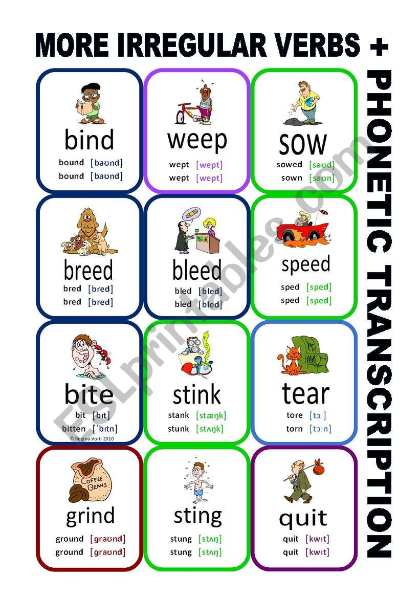 Set11: Irregular verbs cards + phonetic transcription