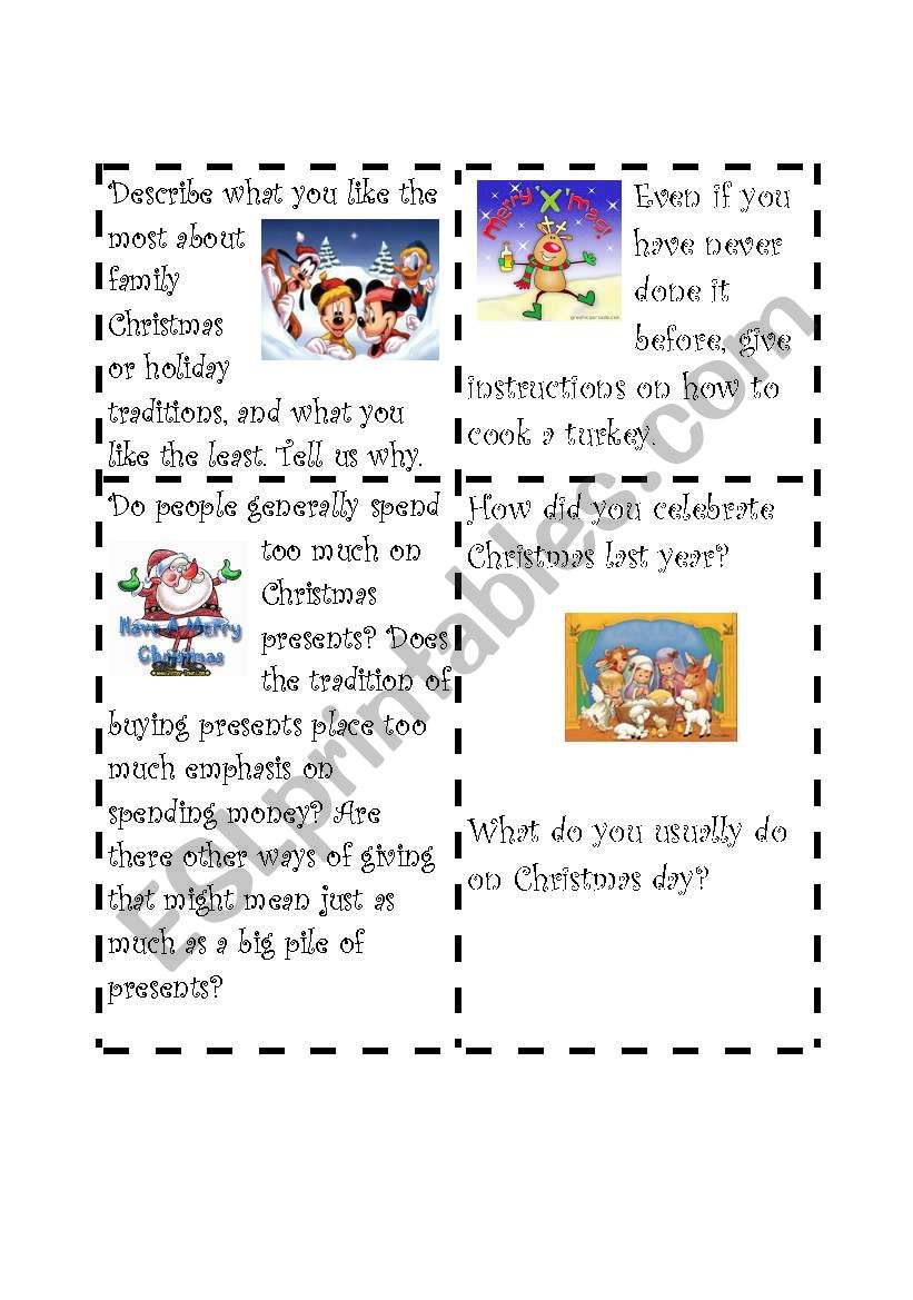Christmas Speaking Cards 2 worksheet