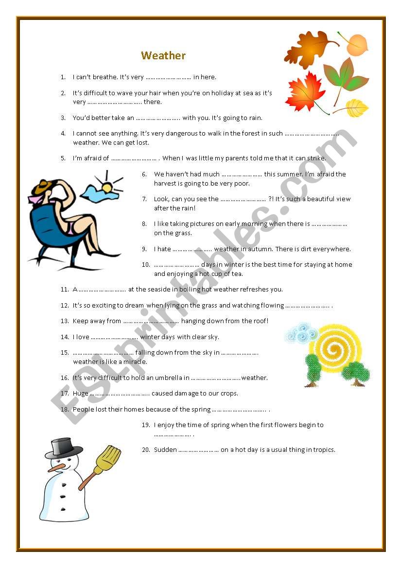 Weather worksheet