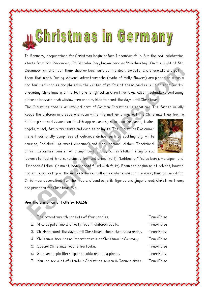 Christmas in Germany with key worksheet