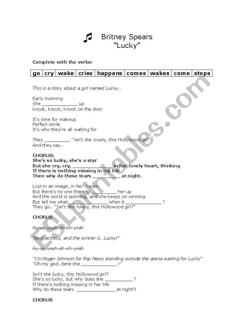 Britney Spears - Lucky worksheet