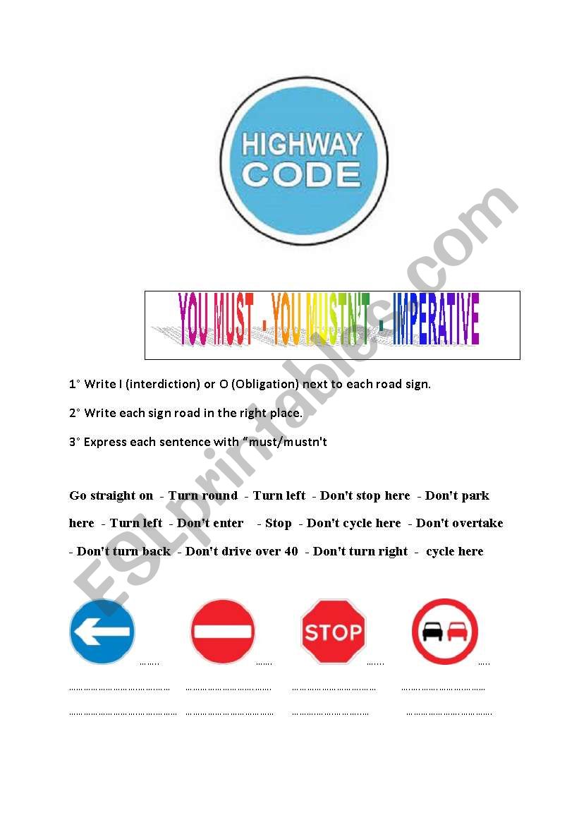 The Highway code : obligation and interdiction