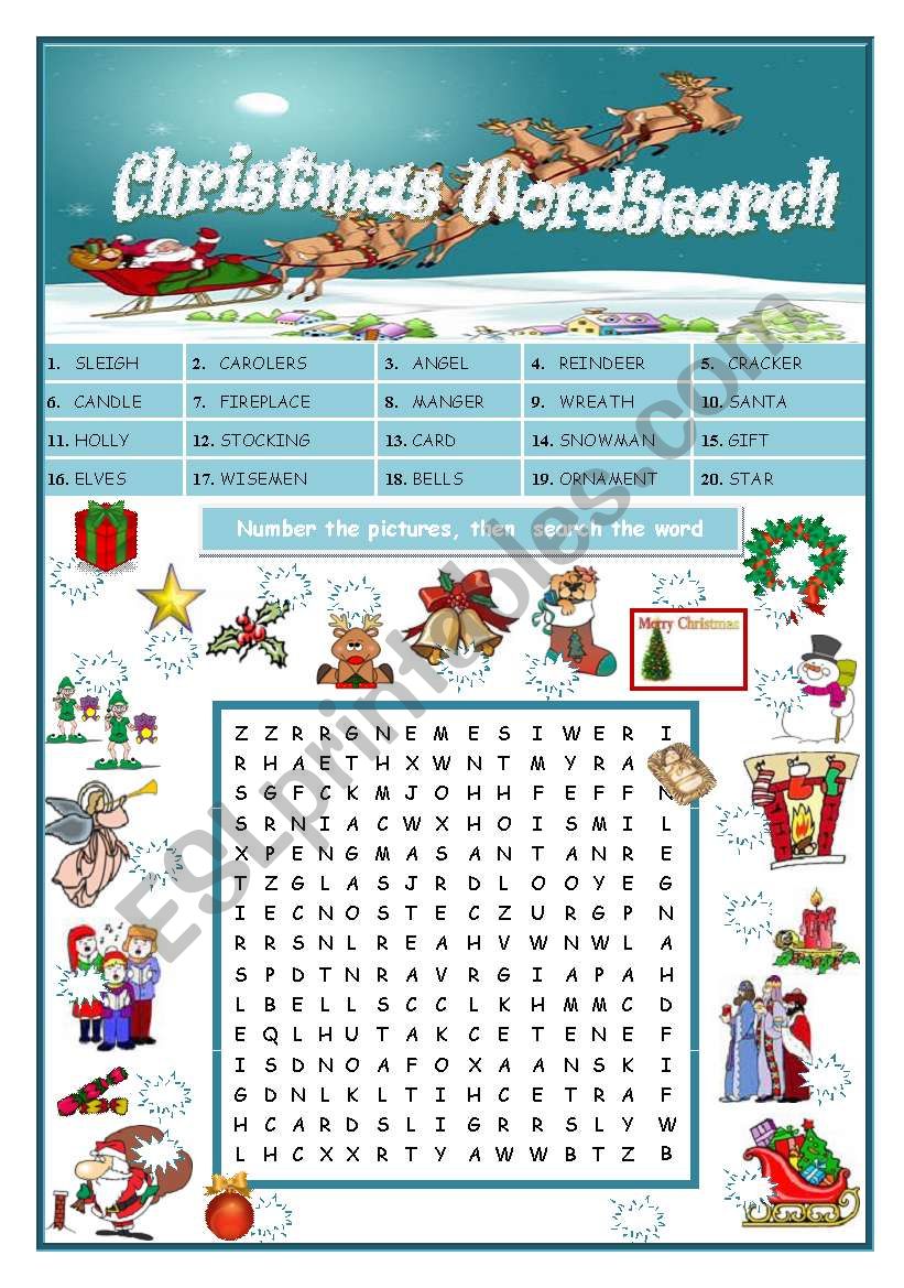 Christmas Wordsearch (editable-+ key)