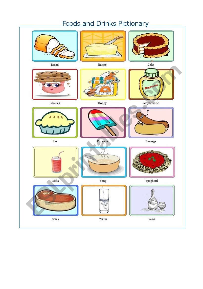 Food pictionary worksheet