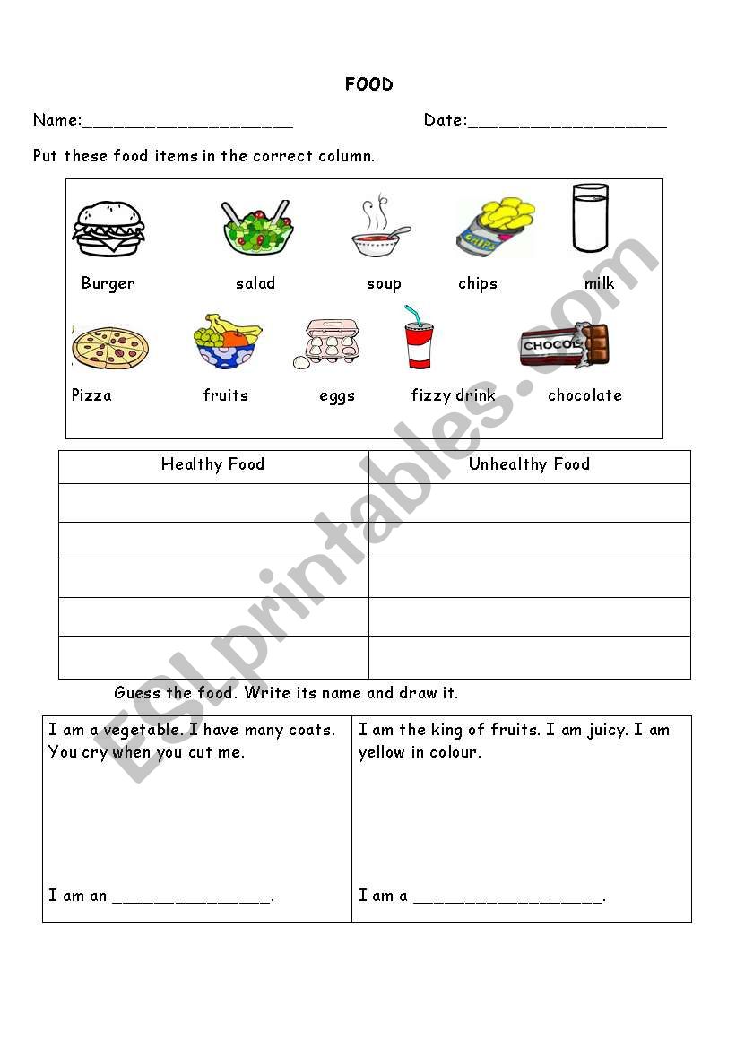 Food and Nutrition! worksheet