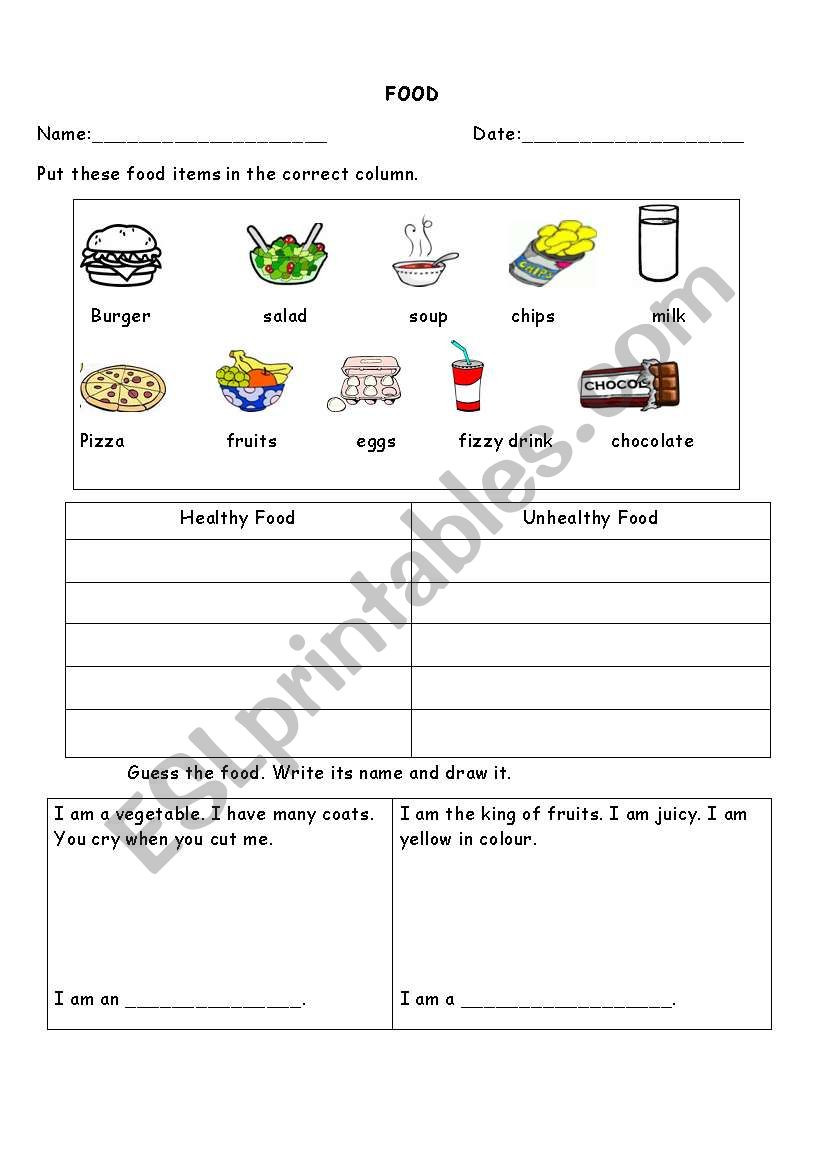 Food and Nutrition! worksheet