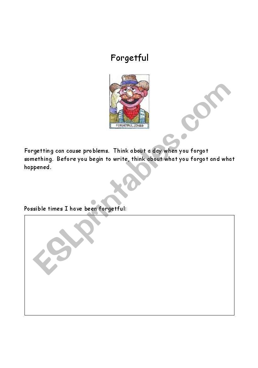 Narrative Writing: Forgetful worksheet
