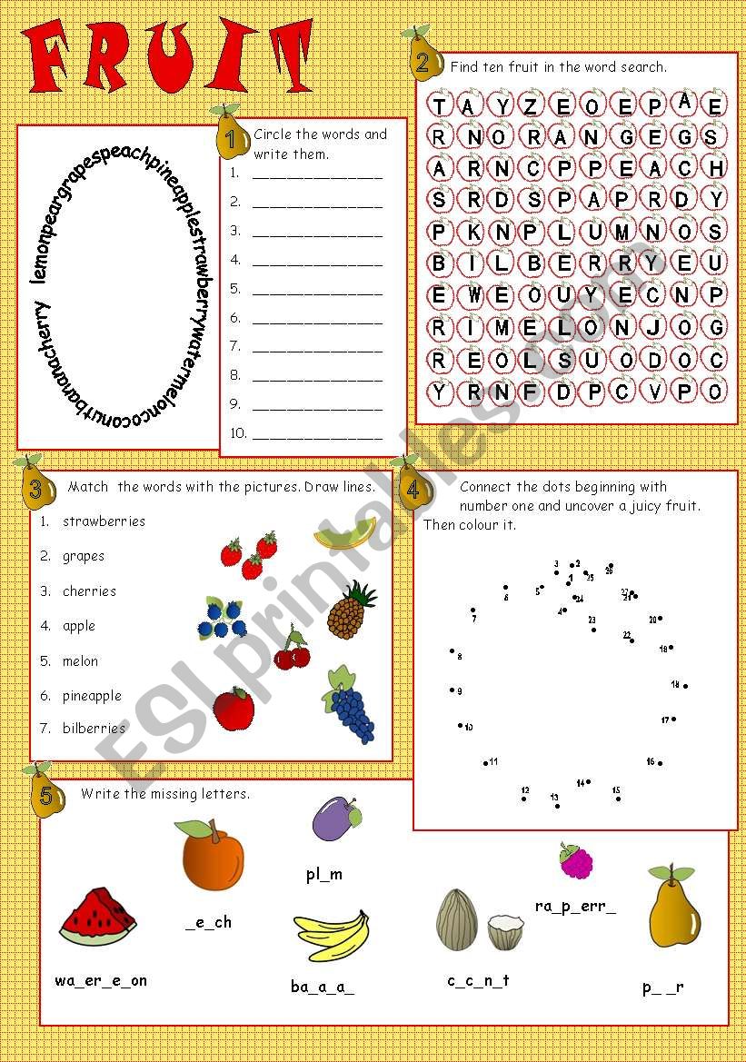 Fruit fun worksheet