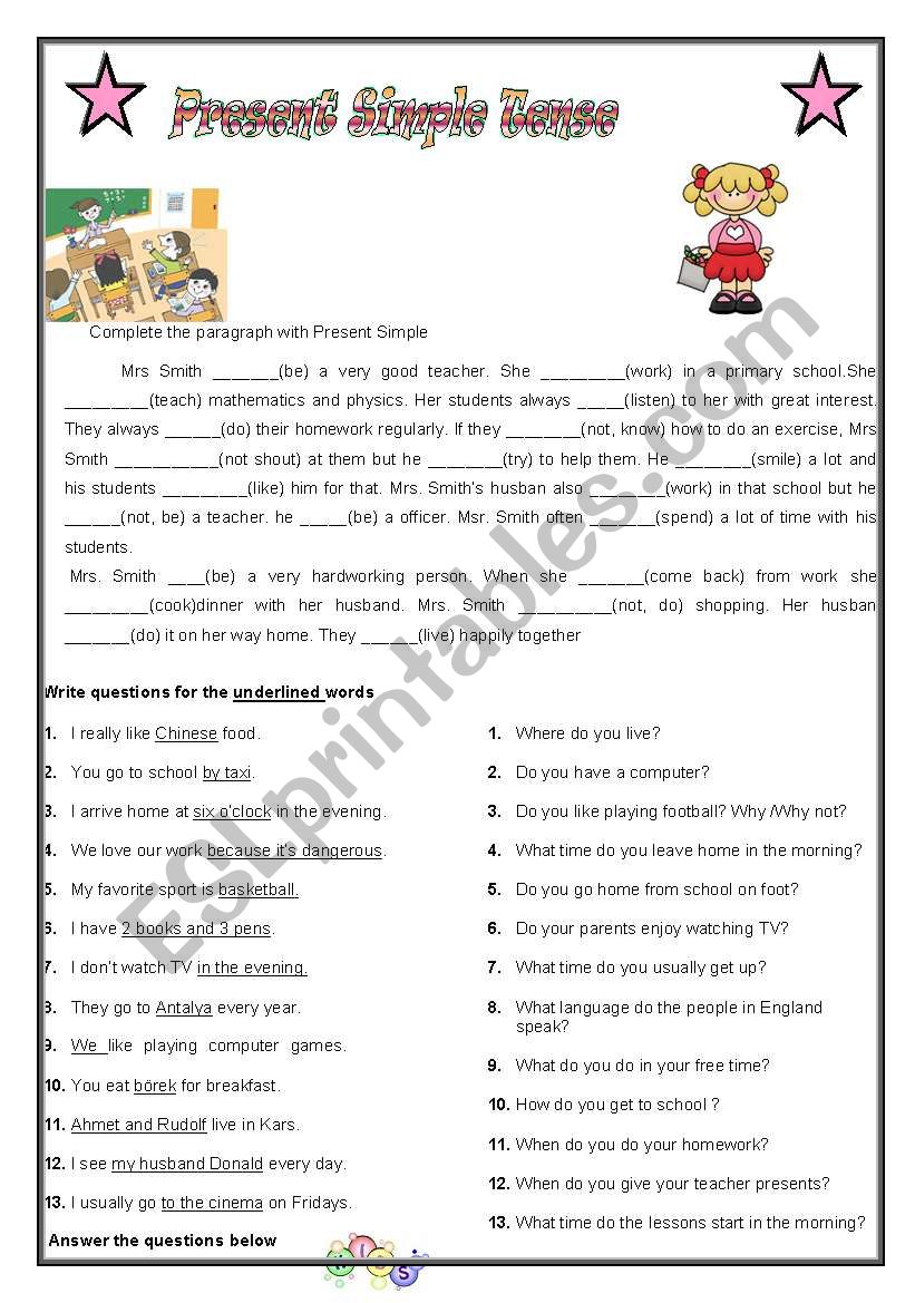 PRESENT SIMPLE worksheet