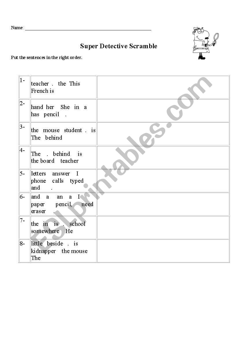 Scrambled Sentences worksheet