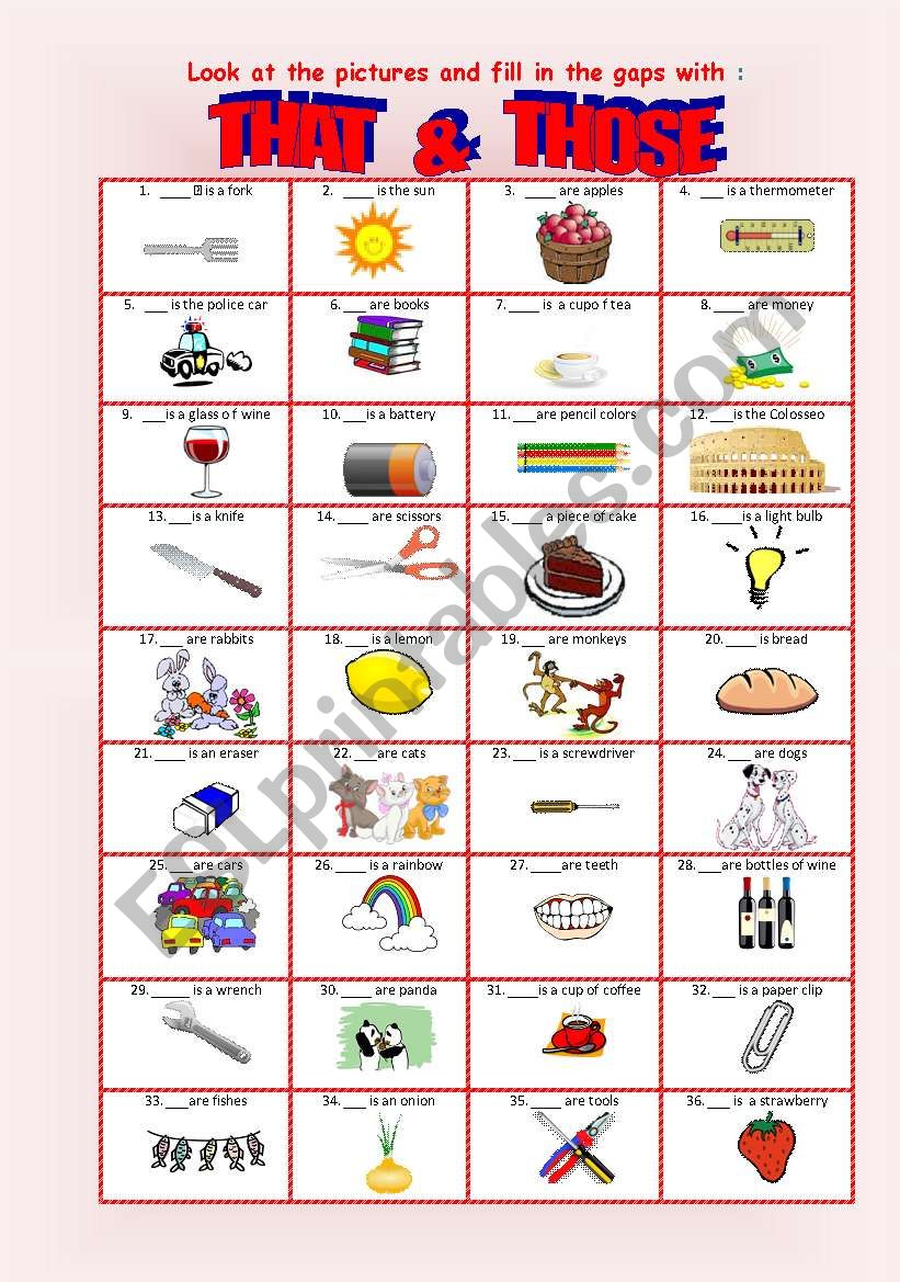 THAT & THOSE __2 worksheet