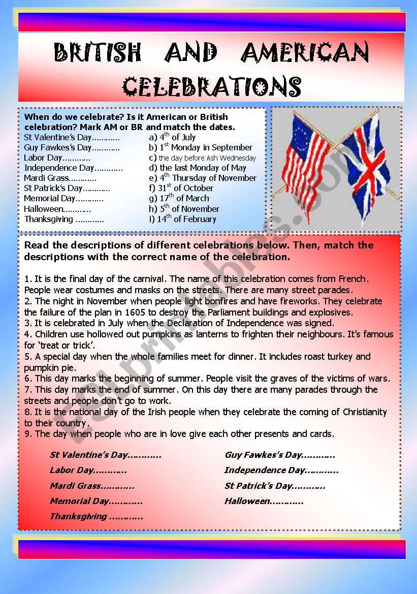 British and American celebrations