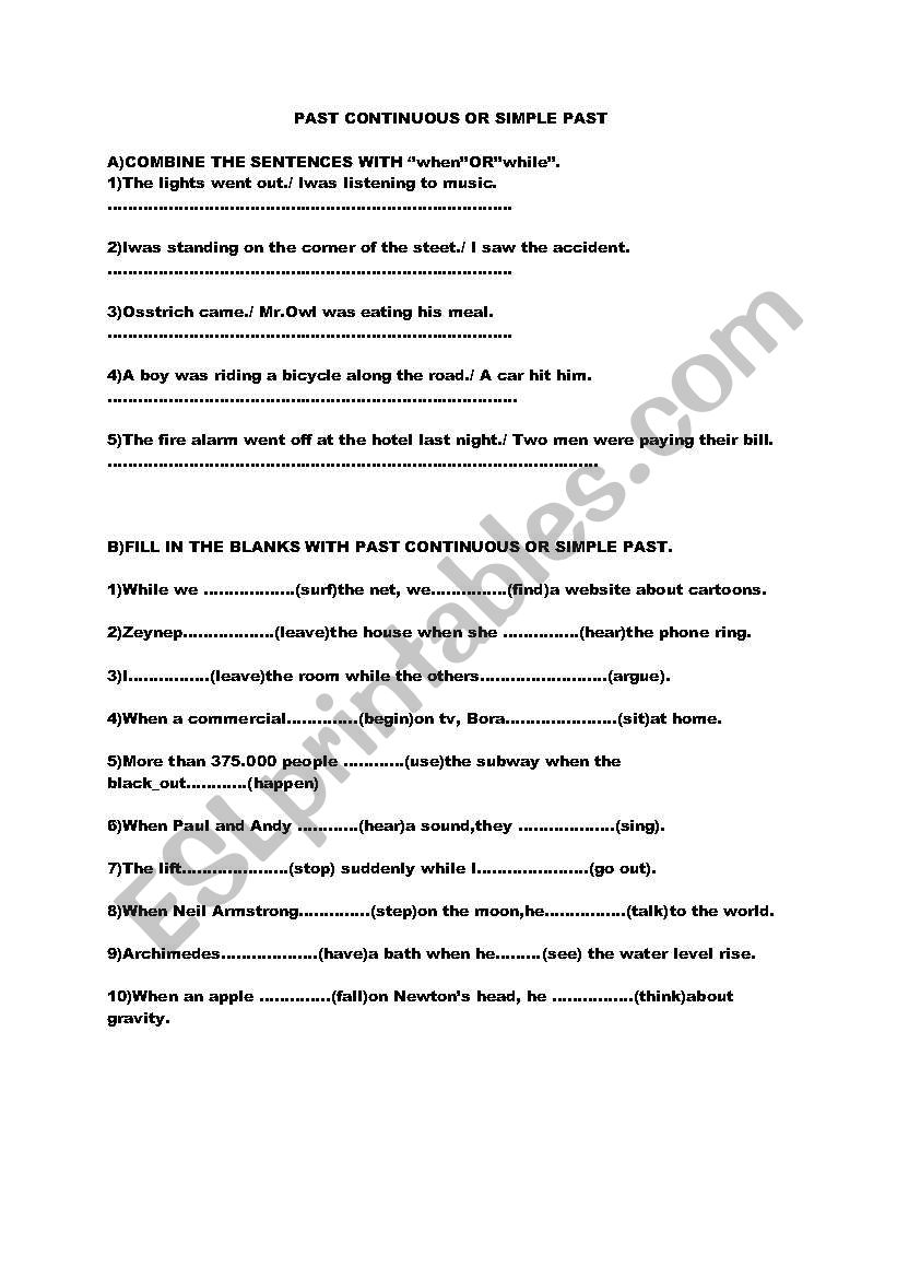 PAST CONTINUOUS OR SIMPLE PAST