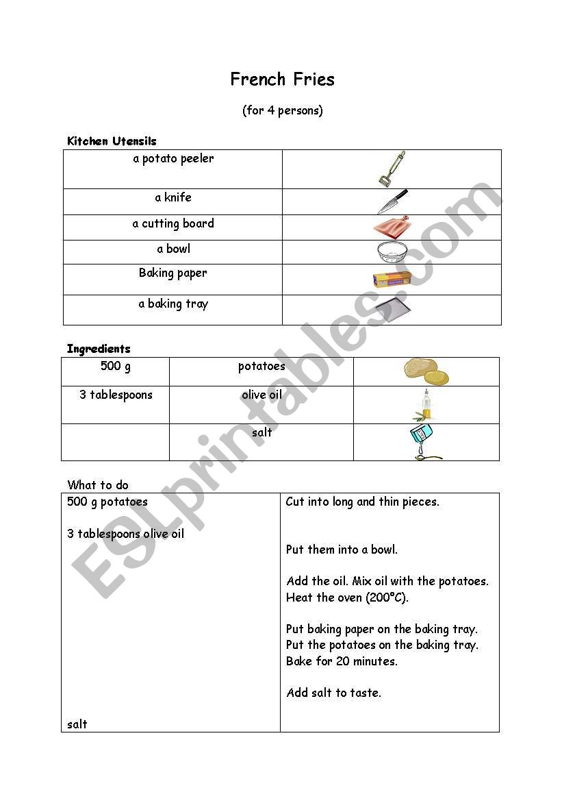 Friut Salad Receipe worksheet