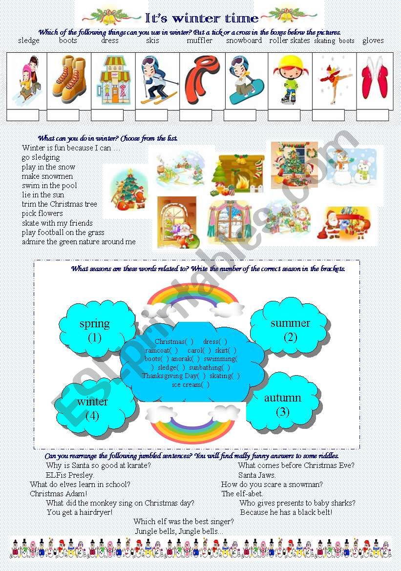 ItÂ´s winter time worksheet
