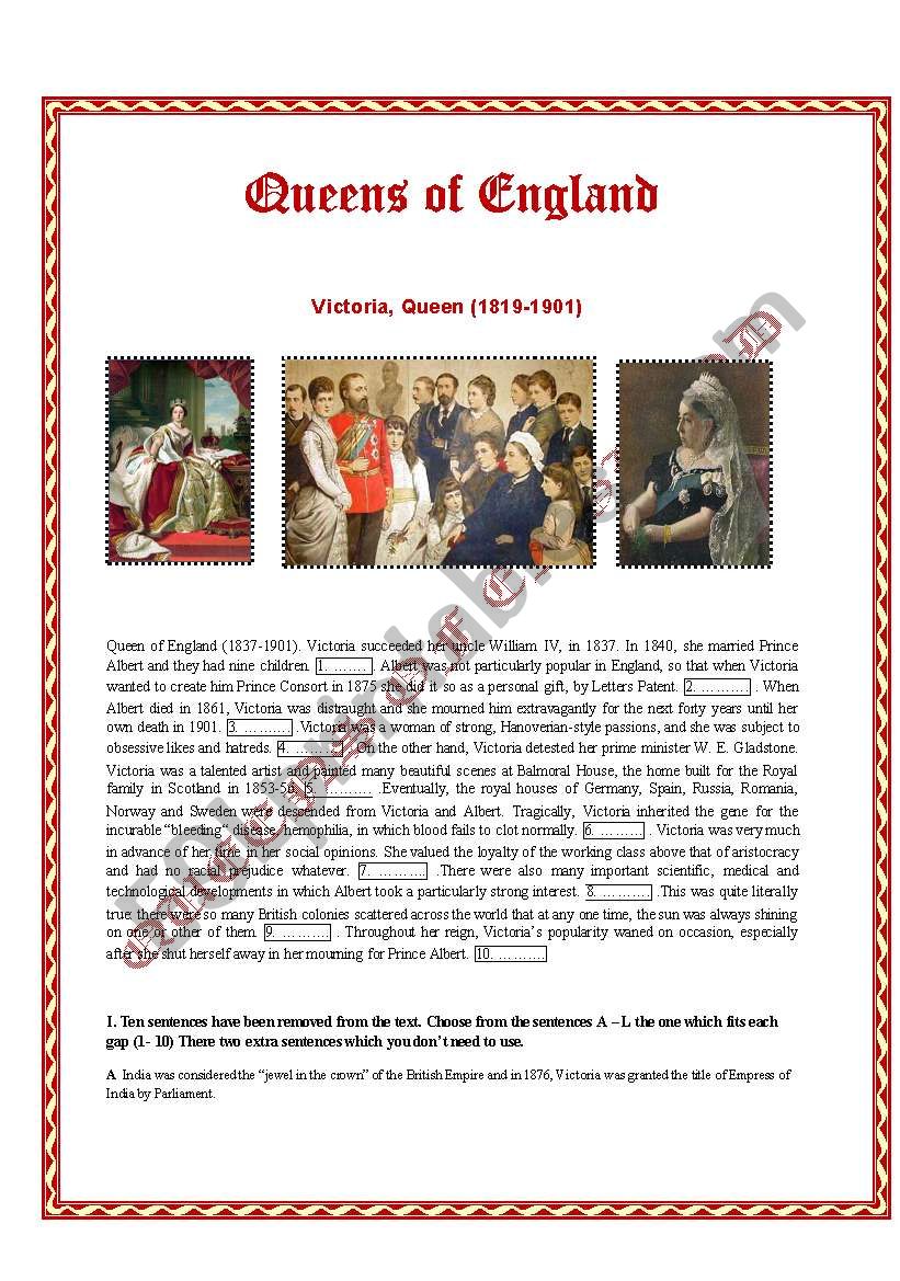 Queens of England /II/ worksheet