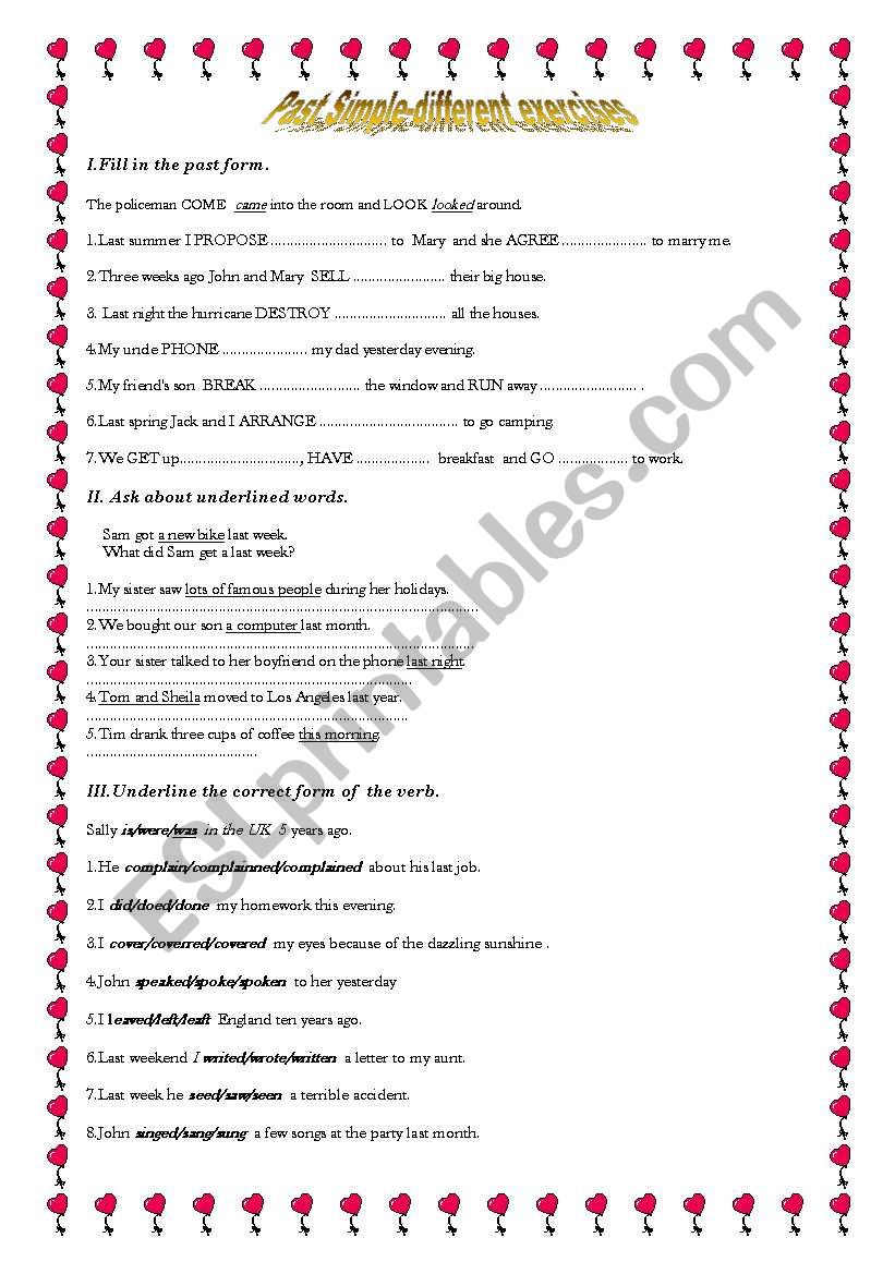 Past Simple - exercises worksheet