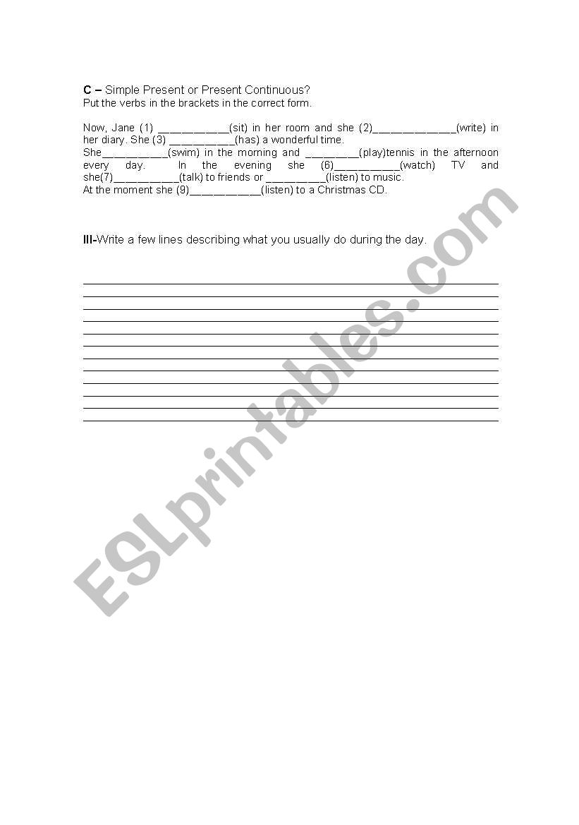 Daily Routine part 3 worksheet