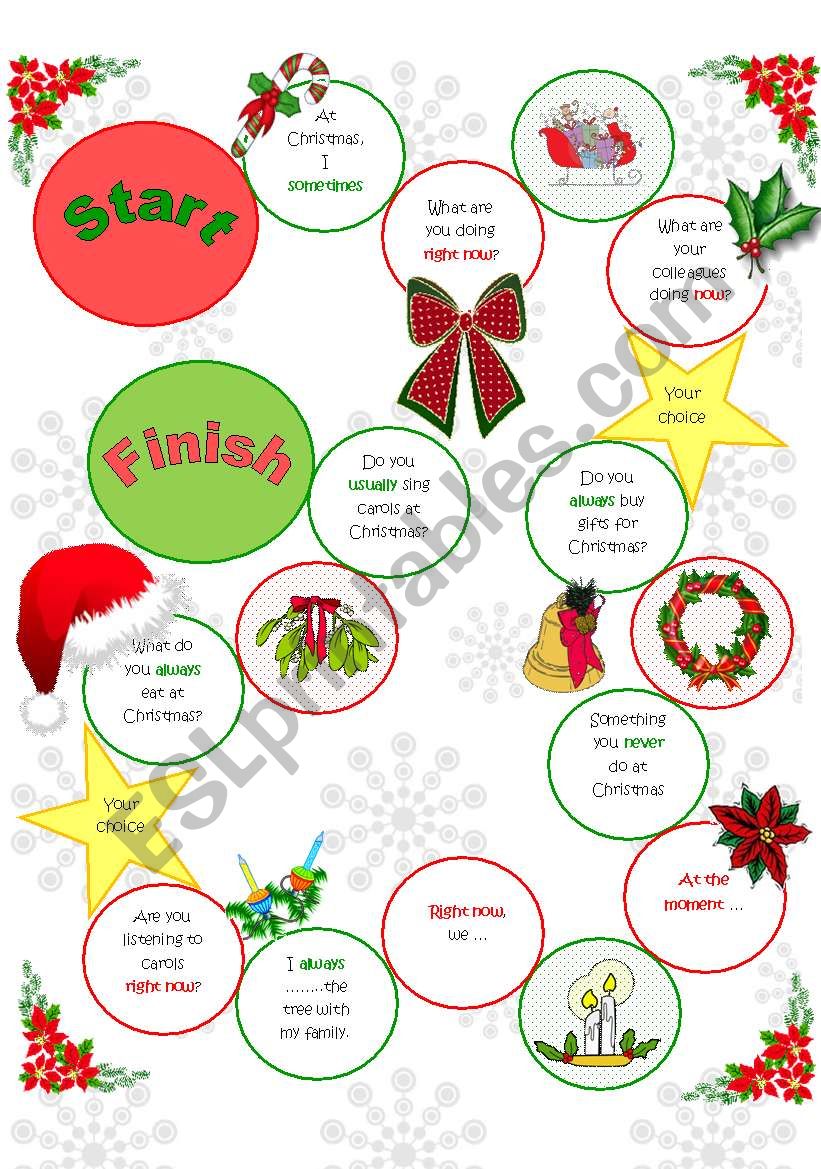 Christmas board game worksheet