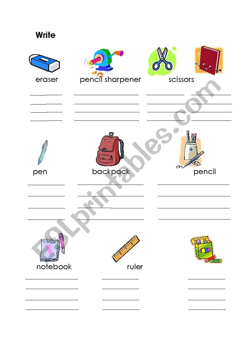 Classroom objects worksheet