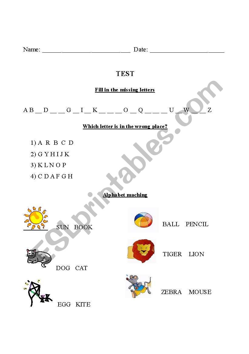 Alphabet Check worksheet