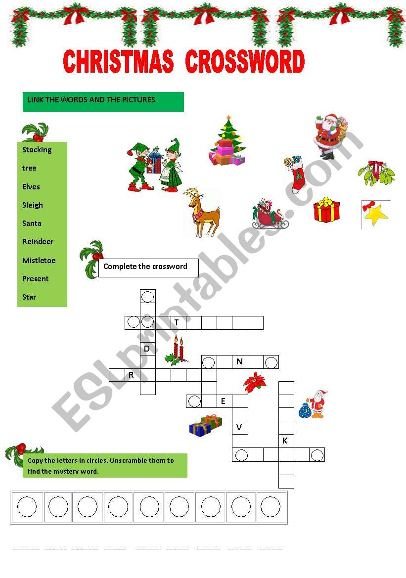 CHRISTMAS  CROSSWORD worksheet