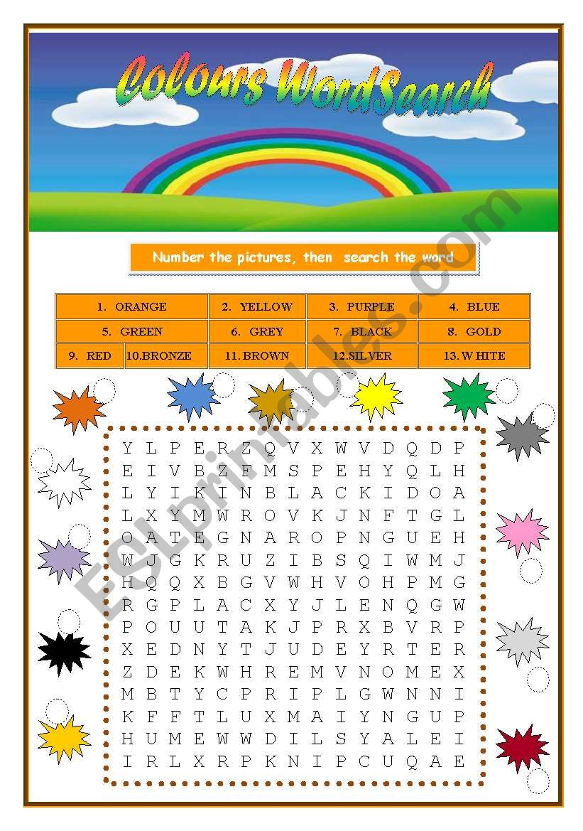 COLOURS(EDITABLE+KEY) worksheet