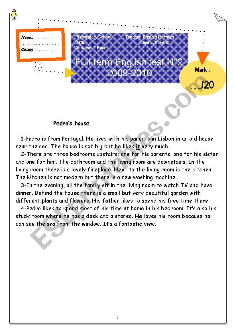End_of -term test n 2 worksheet