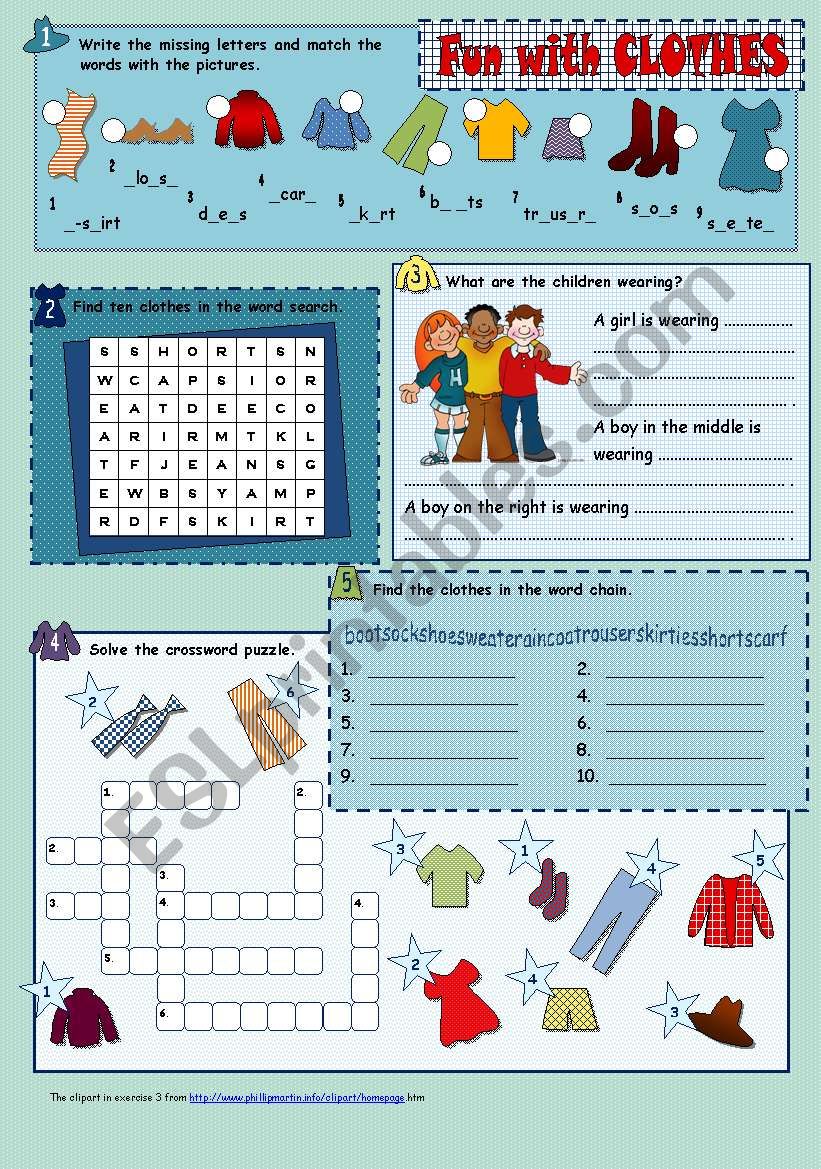 Fun with clothes worksheet