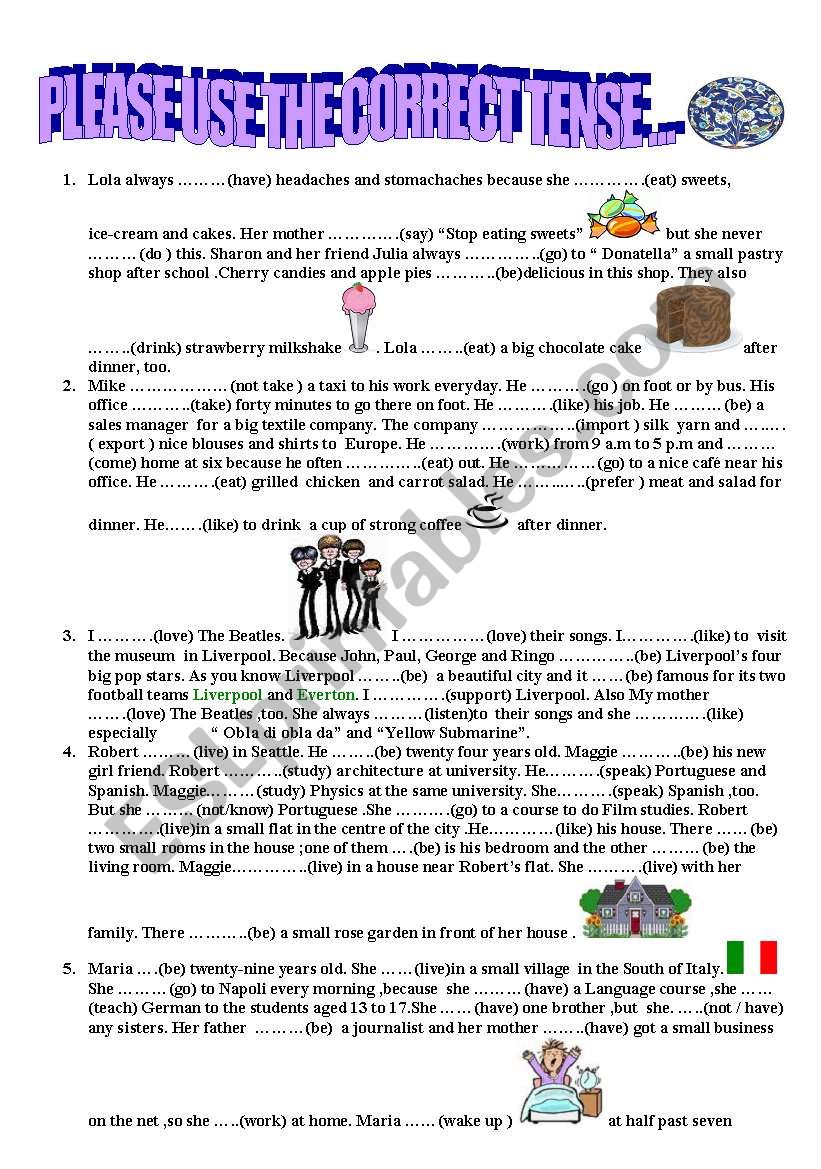 Simple Present Verb TEnse  worksheet