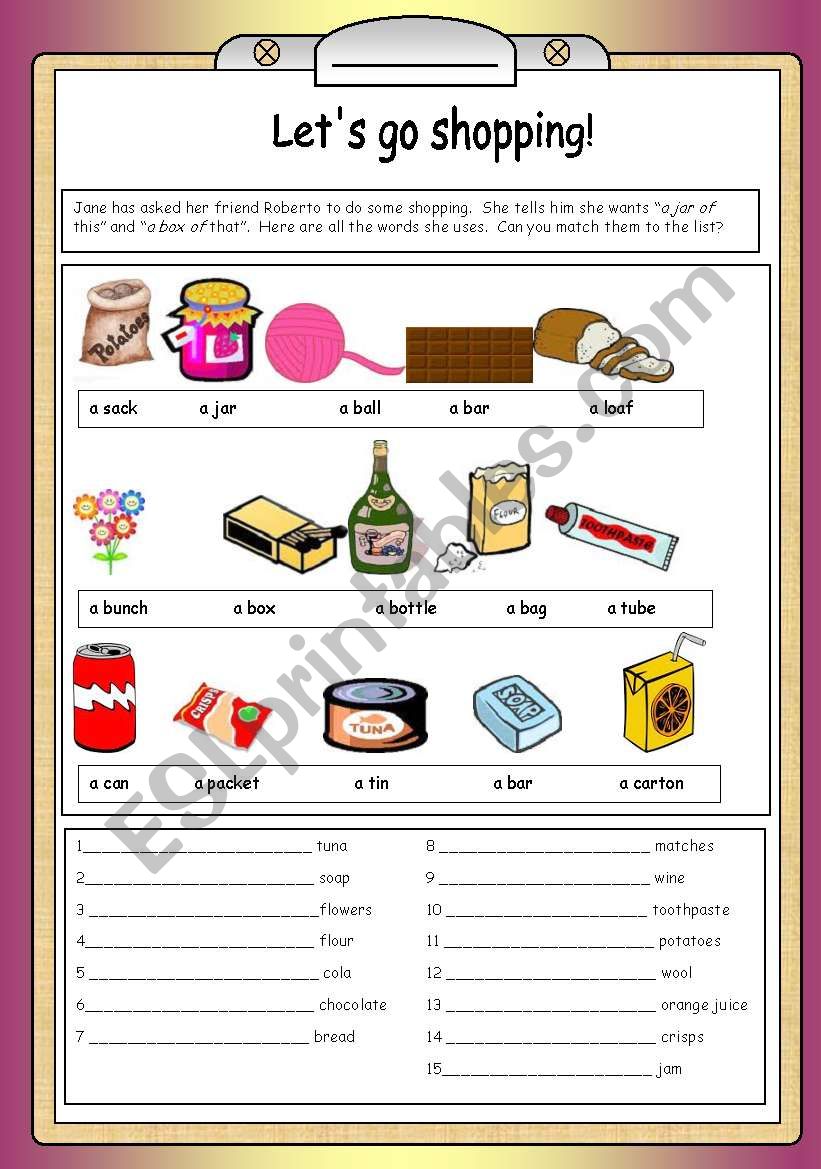 LetÂ´s go shopping - containers and packaging