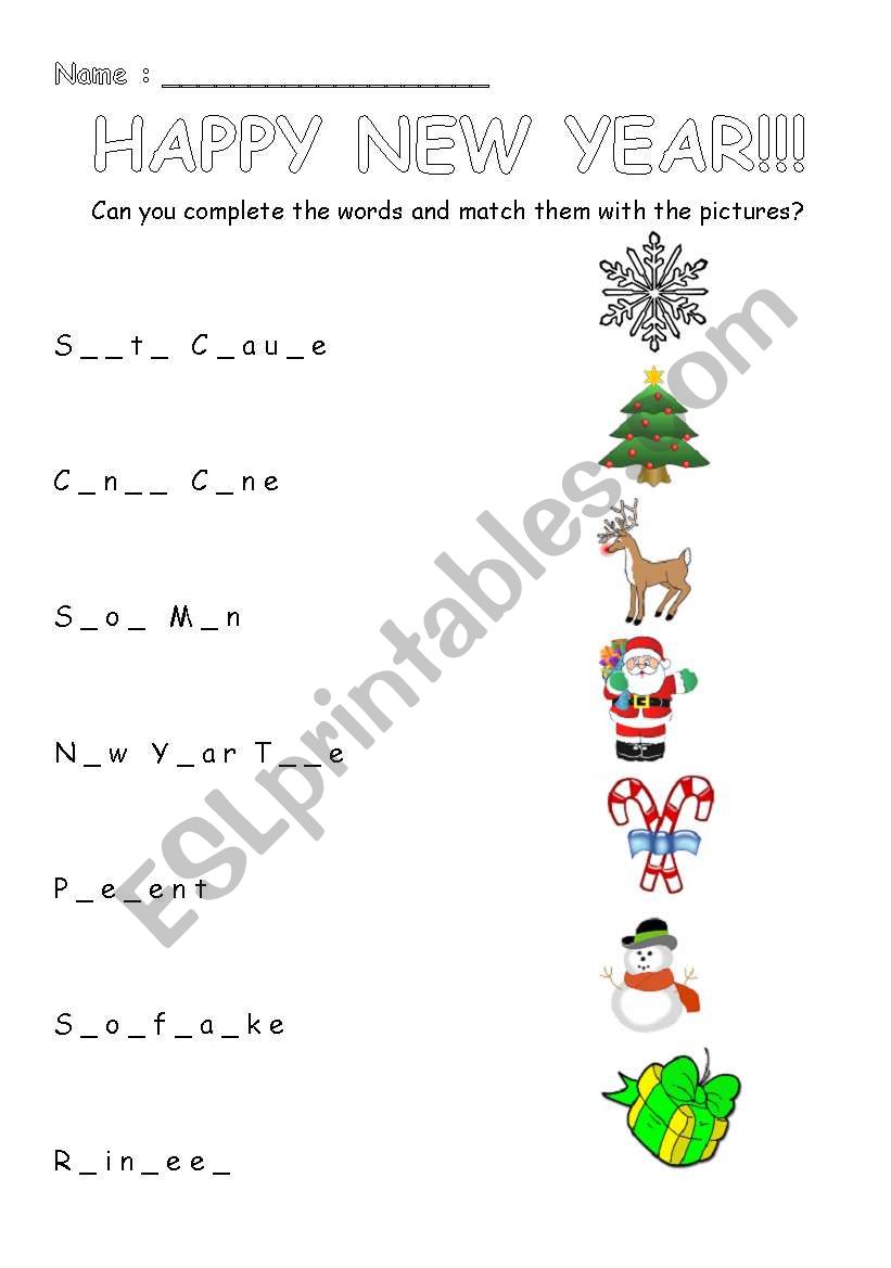 New Year worksheet