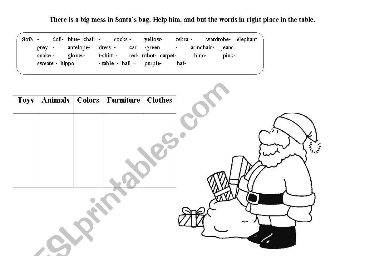 Santas mess worksheet