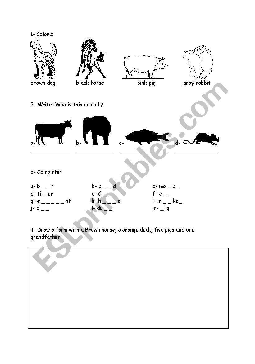 Animals  worksheet