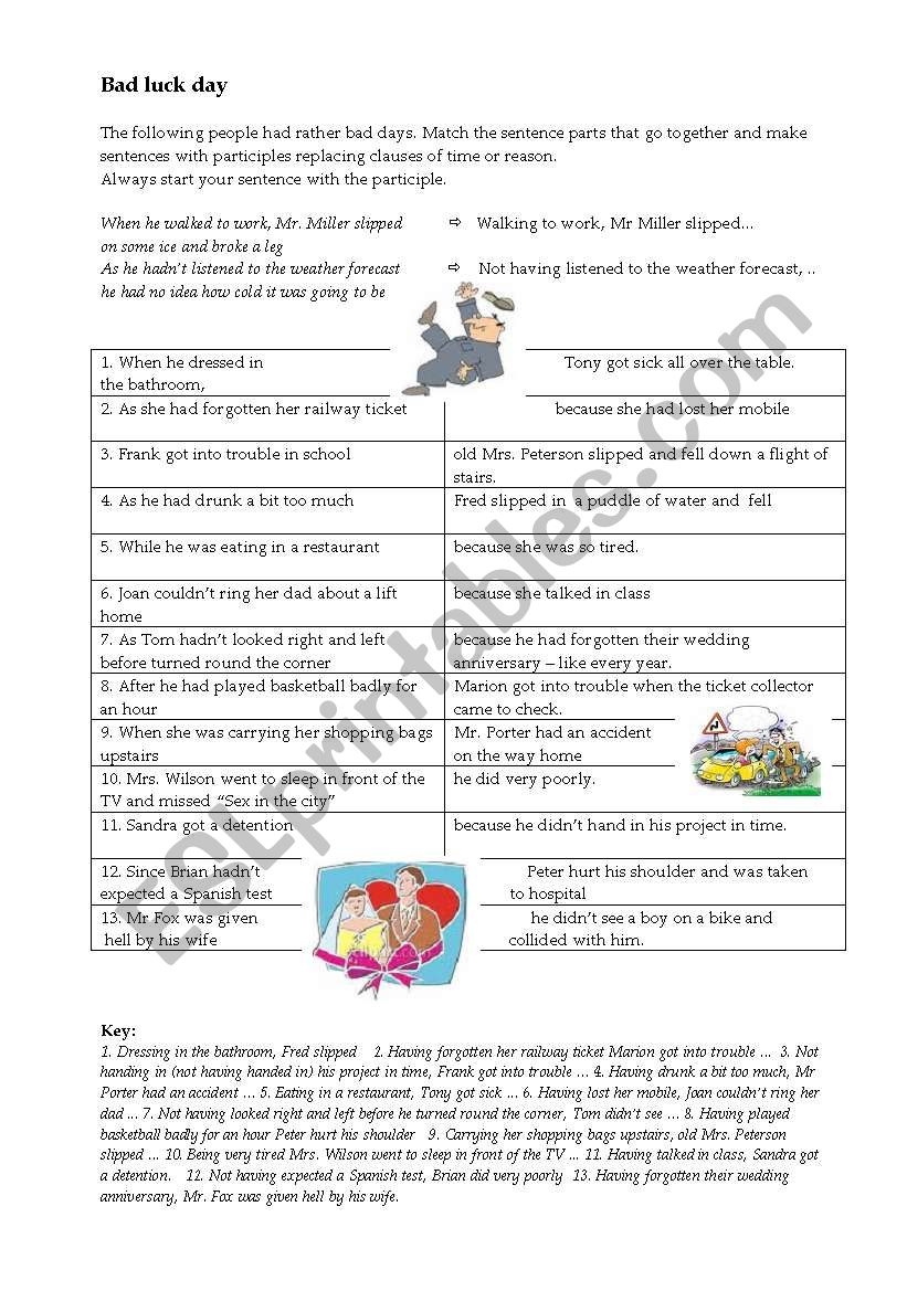  Participles expressing time and reason 