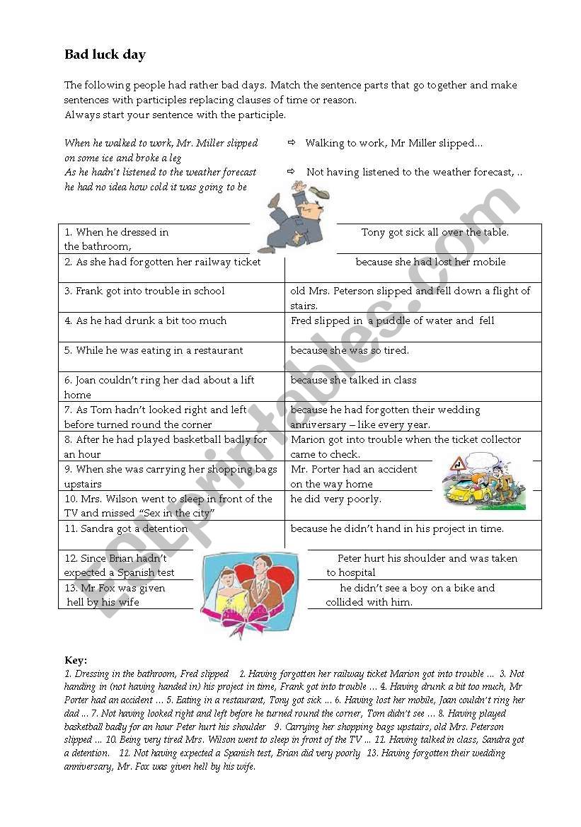 Participles Expressing Time And Reason ESL Worksheet By Elderberrywine