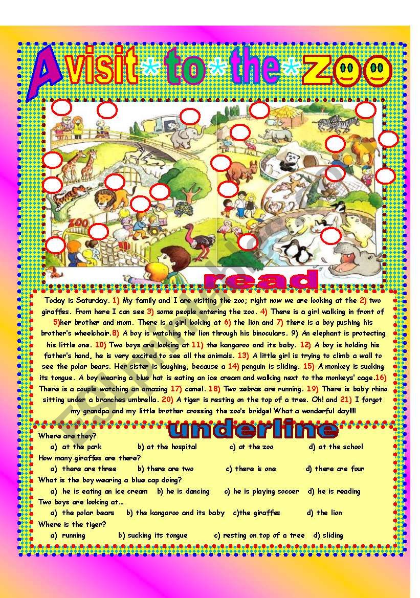 A visit to the zoo! worksheet