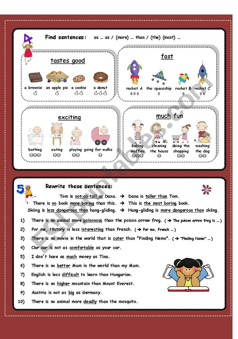 COMPARISON - part two of two worksheet