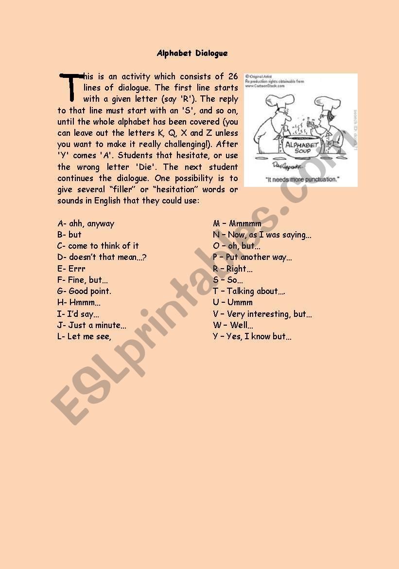 The Alphabet Dialogue worksheet