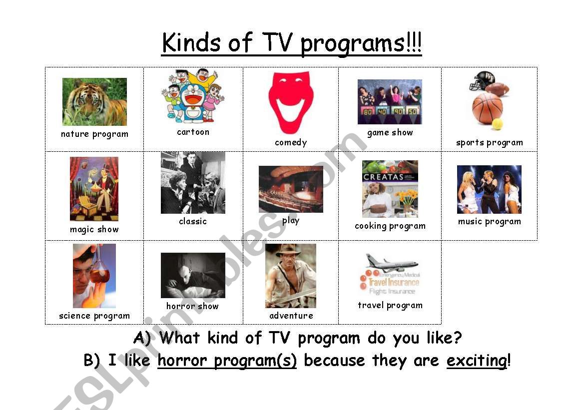 TV programs worksheet