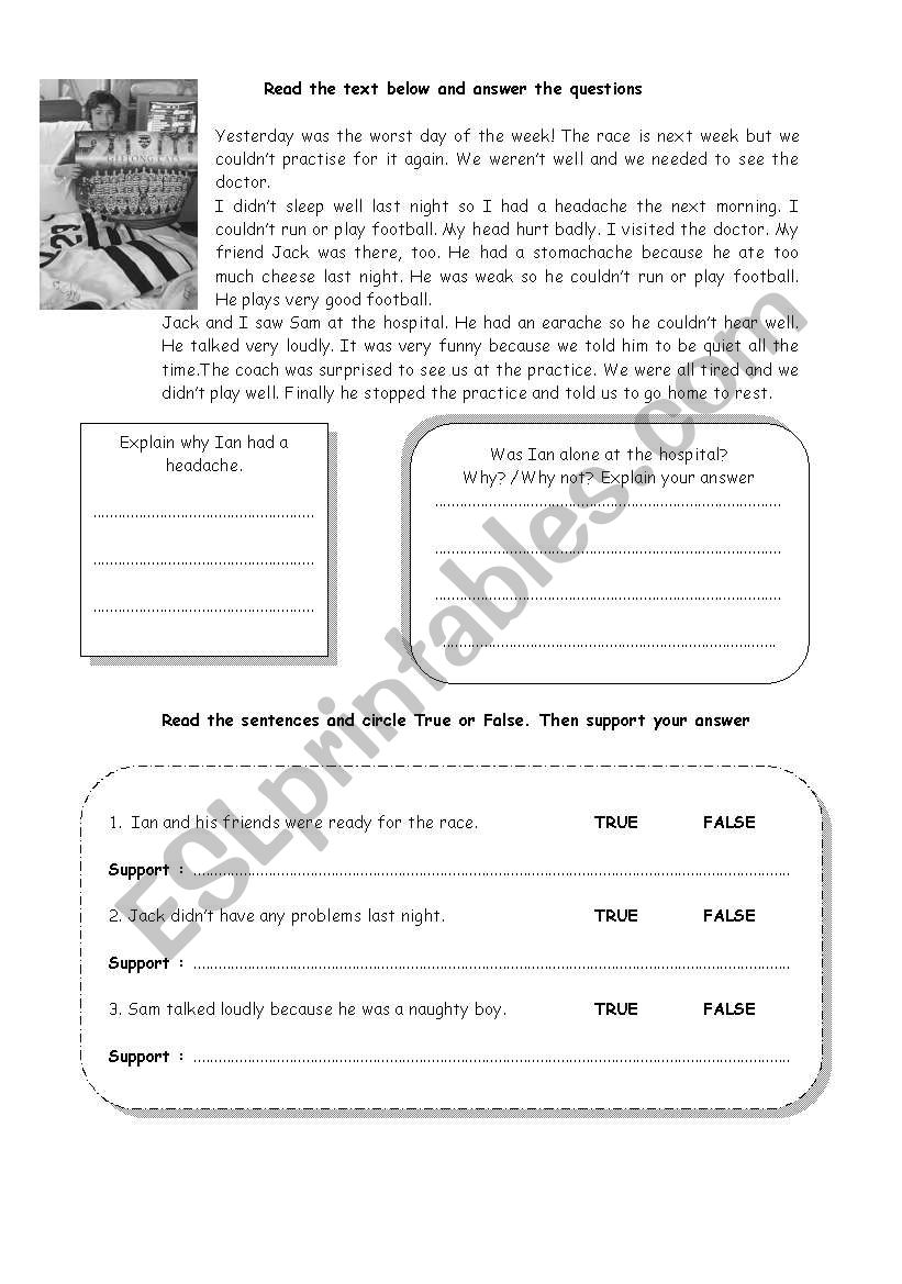 past tense reading worksheet